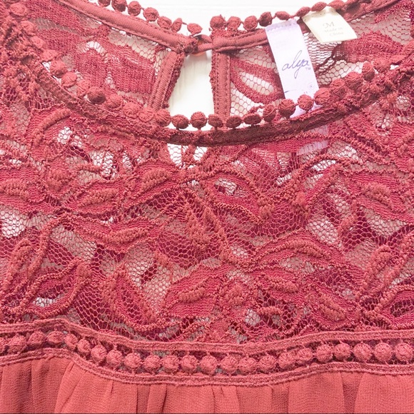 Alya Red A-line Dress with Lace Bodice - Picture 4 of 6